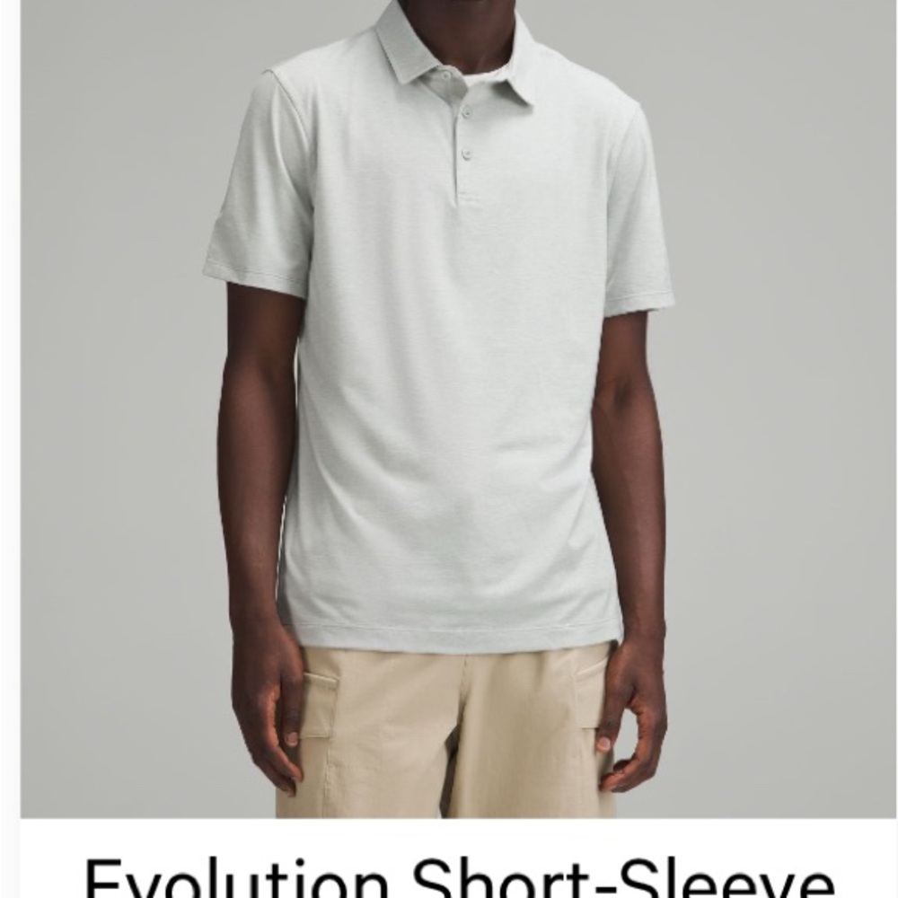 Lululemon Athletica Evolution Heather Gray Polo Shirt Classic Short Sleeve